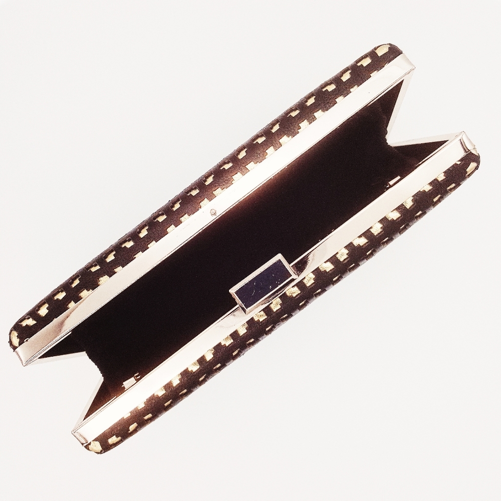 Gold Metallic Black Lasercut Clutch - Picture 3 of 4